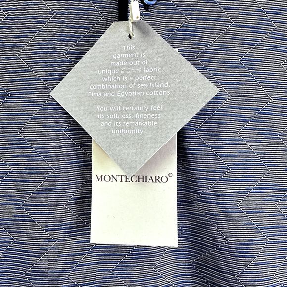 MONTECHIARO Men's Polo Shirt Navy White Zig Zag Print Cotton SZ 56/2XL ITALY - Picture 5 of 16